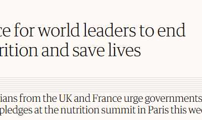 Co-Chairs write in The Guardian alongside French MP on malnutrition